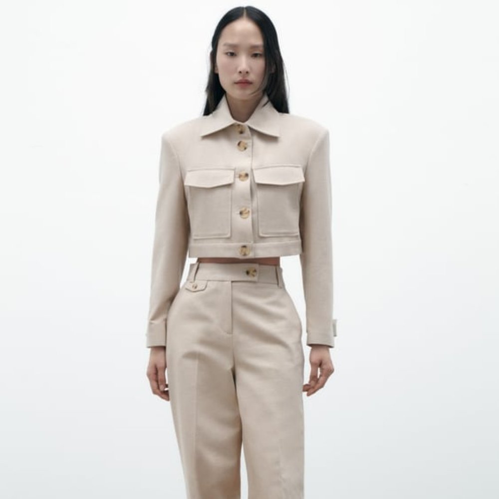 Zara RUSTIC STRAIGHT Pants - Picture 2 of 2